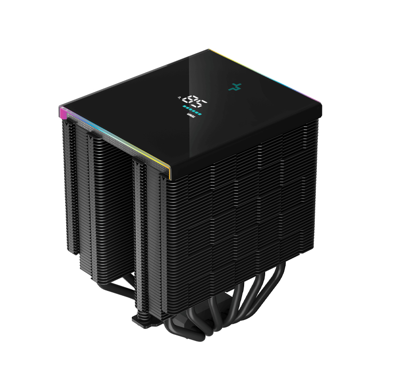 DeepCool AK620 DIGITAL Performance Air Cooler, Dual-Tower Layout, Real-Time CPU Status Screen, 6 Copper Heat Pipes, 260W Heat Dissipation, Twin 120mm FDB Fans, All Black Design